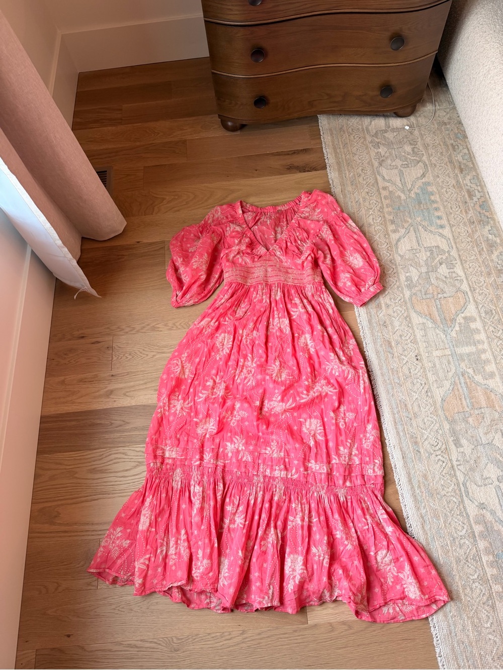 Free People Coral Pink Floral Maxi Dress